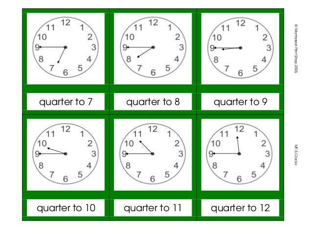picture Quarter To 8 On A Clock mf 5 clocks 3 part cards