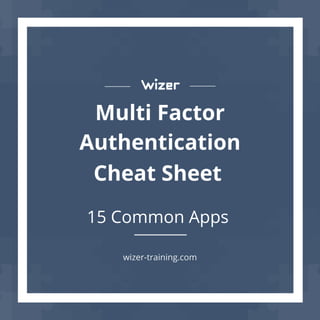 Multi Factor
Authentication
15 Common Apps
Cheat Sheet
wizer-training.com
 