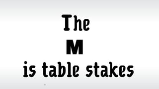 45
The
M
is table stakes
 