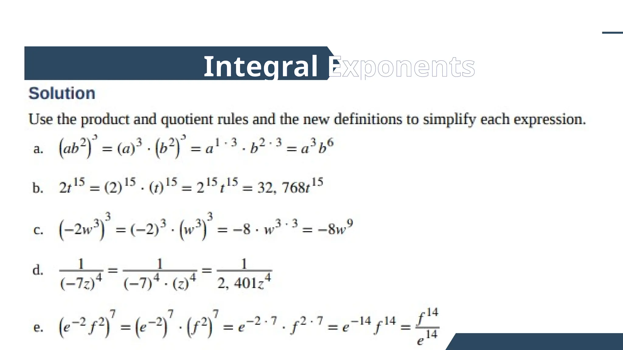 Integral Exponents
 