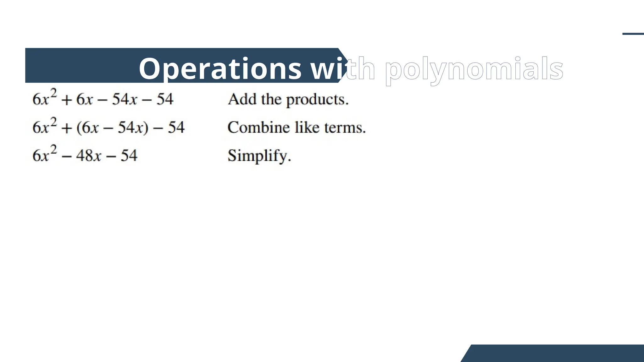 Operations with polynomials
 