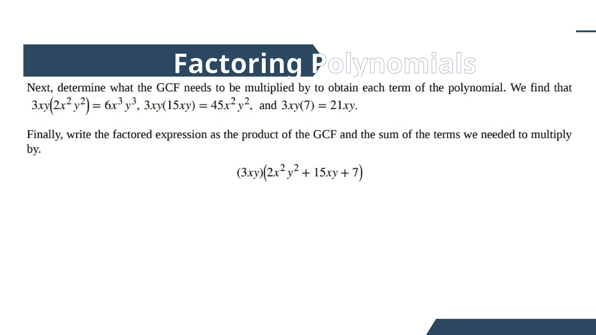 Factoring Polynomials
 
