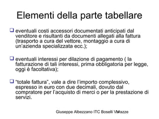 Giuseppe Albezzano ITC Boselli Varazze14
Elementi della parte tabellare
 eventuali costi accessori documentati anticipati...