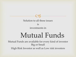 Savings Through Mutual Funds