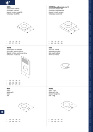 MF
A A
Ø D
Ø D
Ø D
B
A
ortment|Lieferprogramm|Détailsdespièces|Assortiment|Assortment|Lieferprogramm|Détailsdespièces|Assortiment|Assortment|Lieferprogra
MFIBVL MFIBVR (black, schwarz, noir, zwart)
MFIBS
MFIBR
Abdeckrosette
MFIBR2
MFIBWP
88
 