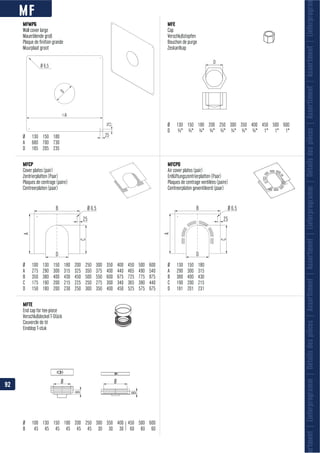 MF
Ø 6.5B
25
C
A
D
Ø
B
B
Ø
ortment|Lieferprogramm|Détailsdespièces|Assortiment|Assortment|Lieferprogramm|Détailsdespièces|Assortiment|Assortment|Lieferprogra
MFMPG
Wall cover large
Muurplaat groot
MFE
Cap
Bouchon de purge
Zeskantkap
MFCP
MFTE
Couvercle de té
MFCPO
92
 