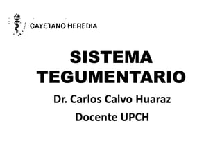 SISTEMA
TEGUMENTARIO
Dr. Carlos Calvo Huaraz
Docente UPCH
 