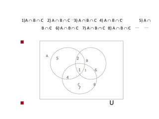 1)A  B  C 2) A  B  C 3) A  B  C 4) A  B  C 5) A 
B  C 6) A  B  C 7) A  B  C 8) A  B  C

 U
A
B
C 8
5 2
4
1 6
1
7
 