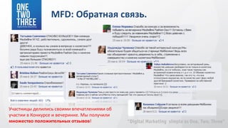 MFD: Обратная связь.




Участницы делились своими впечатлениями об
участии в Конкурсе и вечеринке. Мы получили
множество положительных отзывов!
 