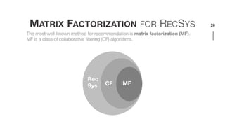 Matrix Factorizations for Recommender Systems on Implicit Data | PDF
