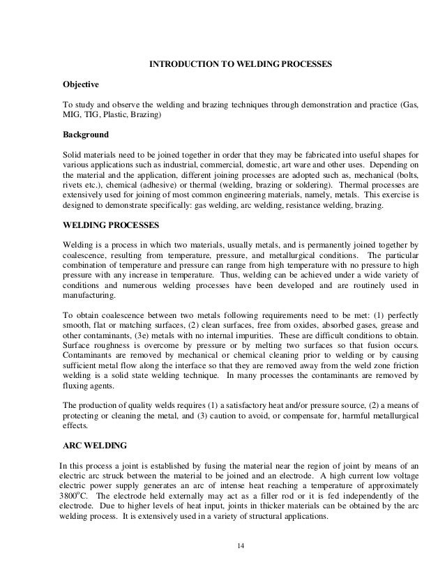 Introduction to Welding from The Industrial Revolution to Welding Processes and Careers introduction arc welding report