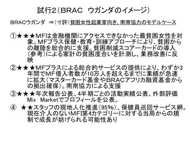 最新動向 Mfi評価の試行 Kiva Bracウガンダ Cardの事例から