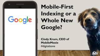 Mobile-First
Indexing or a
Whole New
Google?
Cindy Krum, CEO of
MobileMoxie
#digitalzone
 