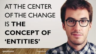 @SUZZICKS
AT THE CENTER
OF THE CHANGE
IS THE
CONCEPT OF
‘ENTITIES’
#digitalzone
 