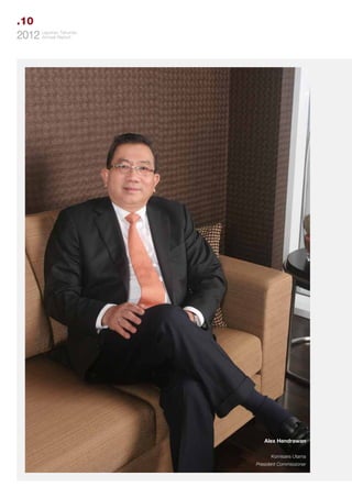 .10
Tahunan
2012 LaporanReport
Annual

Alex Hendrawan
Komisaris Utama
President Commissioner

 
