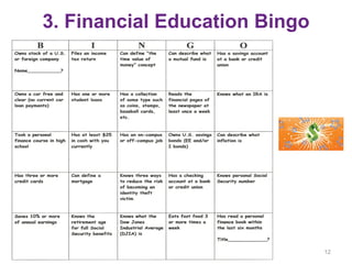 3. Financial Education Bingo
12
 