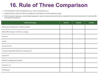 16. Rule of Three Comparison
30
 