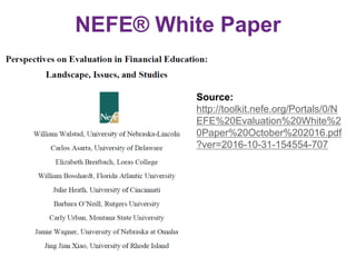 NEFE® White Paper
Source:
http://toolkit.nefe.org/Portals/0/N
EFE%20Evaluation%20White%2
0Paper%20October%202016.pdf
?ver=2016-10-31-154554-707
 