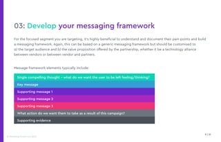 9 | 21
© Marketing Fusion Ltd. 2022
03: Develop your messaging framework
For the focused segment you are targeting, it’s h...