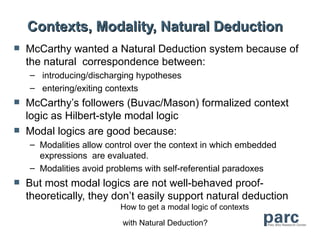 Logics of Context and Modal Type Theories | PDF