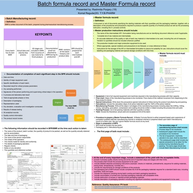 batch formula record and master formula record