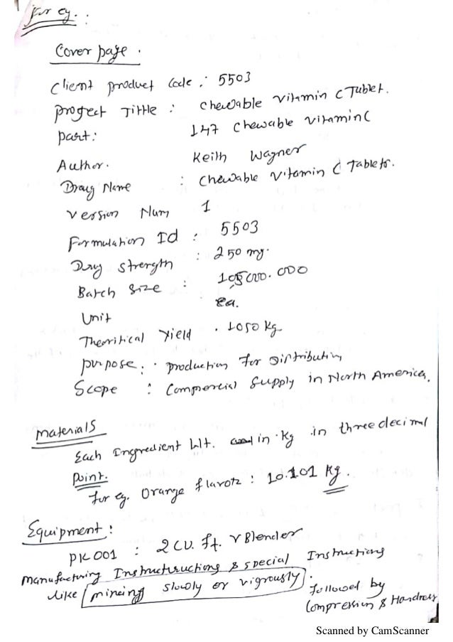 MFR (master formula record )