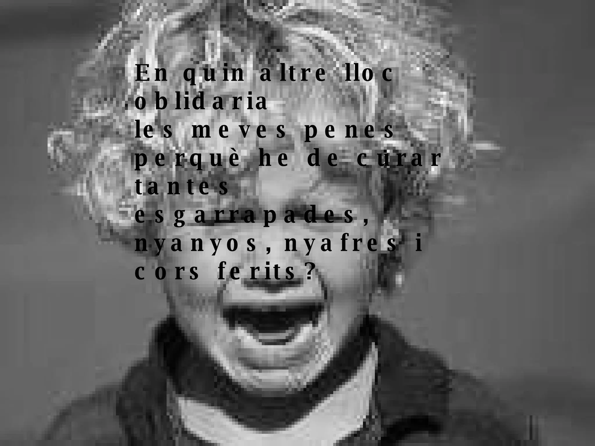 En quin altre lloc oblidaria les meves penes perquè he de curar tantes  esgarrapades, nyanyos, nyafres i cors ferits? 