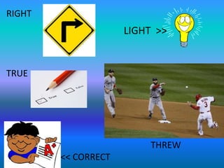 RIGHT
TRUE
THREW
<< CORRECT
LIGHT >>
 
