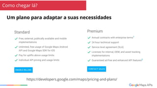 A geolocalização é importante
Recap
Porque location
importa?
Quem usa? Como funciona? Como
chegar lá?
/ Local Intent
/ Search
/ Crescer interação
/ OYO rooms
/ OlaCabs
/ Swiggy
/ Qualquer plataforma
/ Mobile Ready
/ Fácil integração
/ developers.google.com
/ Android + iOS
/ Planos escaláveis
 