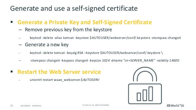 key generate with keystore private AE Leveraging Automation Workload Beyond Pre   CA CLI the AE Ed: Con