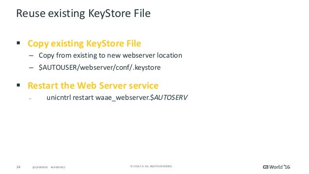 existing with generate keystore certificate Con AE Pre  Automation CLI Beyond AE the CA  Workload Ed: Leveraging