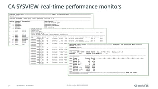 27 ©	2016	CA.	ALL	RIGHTS	RESERVED.@CAWORLD				#CAWORLD
CA	SYSVIEW		real-time	performance	monitors
 