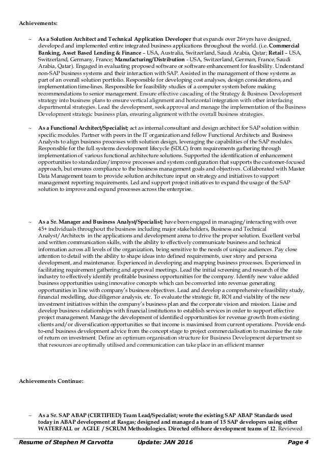 sap architect resume