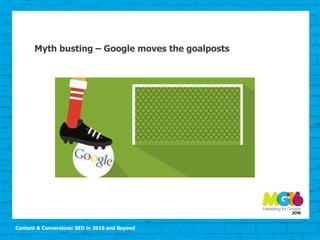 Content & Conversions: SEO in 2016 and Beyond
Myth busting – Google moves the goalposts
 