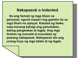 Mga Basikong Format | PPT