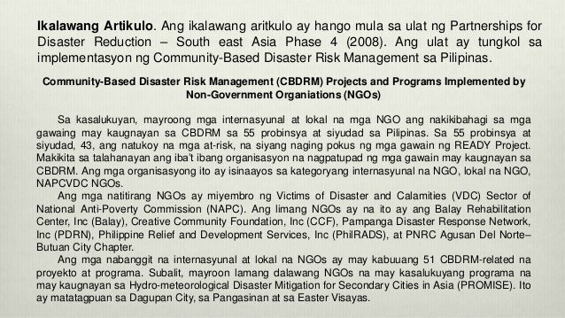 Mga Hakbang sa Pagbuo ng Community-Based Disaster Risk Reduction and