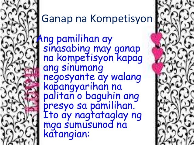 di ganap na kompetisyon Ang pamilihan ay nauuri sa ganap na kompetisyon at di-ganap na kompetisyon ang pag-uuri sa pamilihan ay naaayon sa dami ng mamimili at. di ganap na kompetisyon Ang pamilihan ay nauuri sa ganap na kompetisyon at di-ganap na kompetisyon ang pag-uuri sa pamilihan ay naaayon sa dami ng mamimili at.