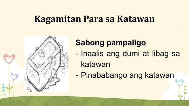 Mga kagamitan sa paglilinis at pag aayos ng katawan