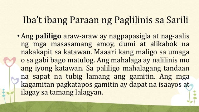 Paraan Ng Paglilinis Ng Katawan Mga kagamitan sa paglilinis at pag aayos ng katawan