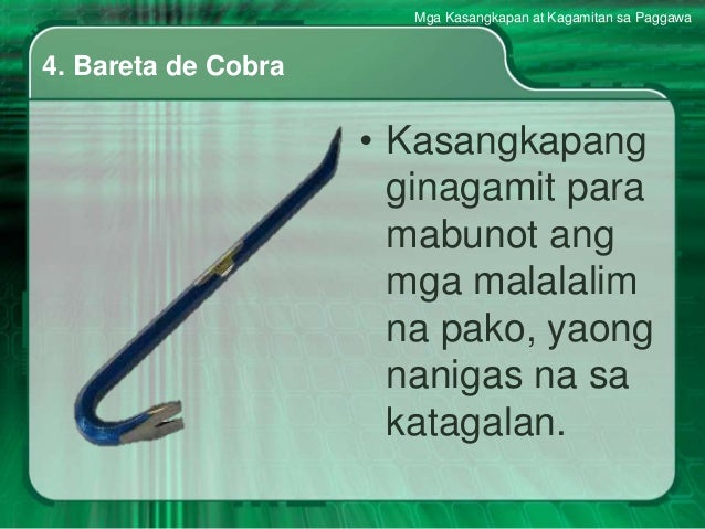 Mga Kasangkapan At Kagamitan Sa Paggawa