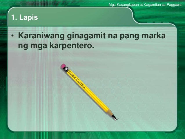 Mga Kasangkapan At Kagamitan Sa Paggawa