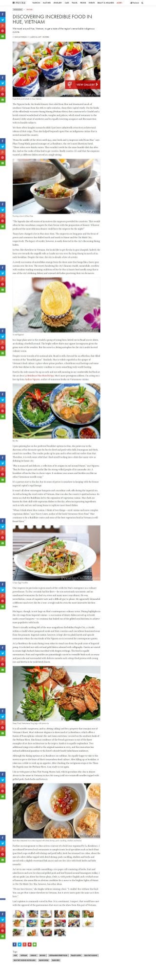 Discovering Incredible Food in Hue, Vietnam & Sampling Some of The Best Dishes at La Residence Hue, Prestige Magazine