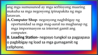 Mga Negosyong maaaring Pagkakitaan sa Tahanan at Pamayanan.pptx