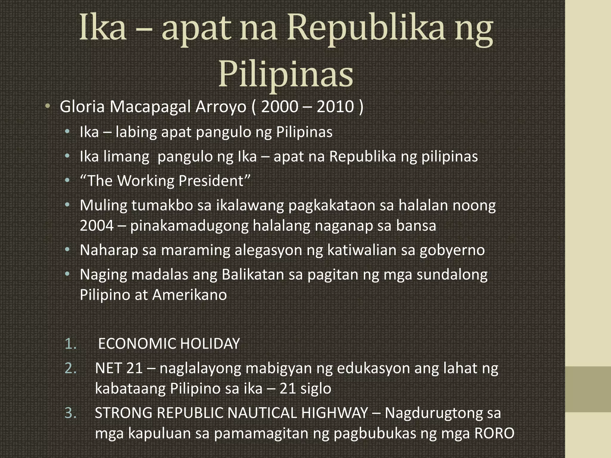 Mga Programa Mga Pangulo ng Pilipinas | PPTX