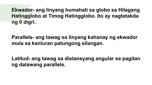 Mga pangunahing guhit sa globo | PPTX