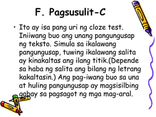 Mga uri ng pagsusulit ayon sa pamamaraan | PPTX
