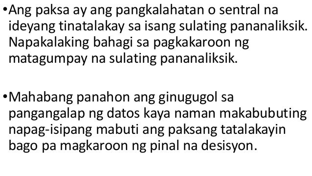Ibig Sabihin Ng Paksa Sa Pananaliksik