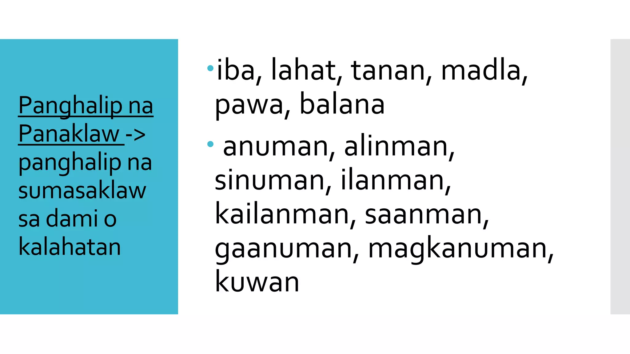 Mga Uri ng Panghalip | PPTX