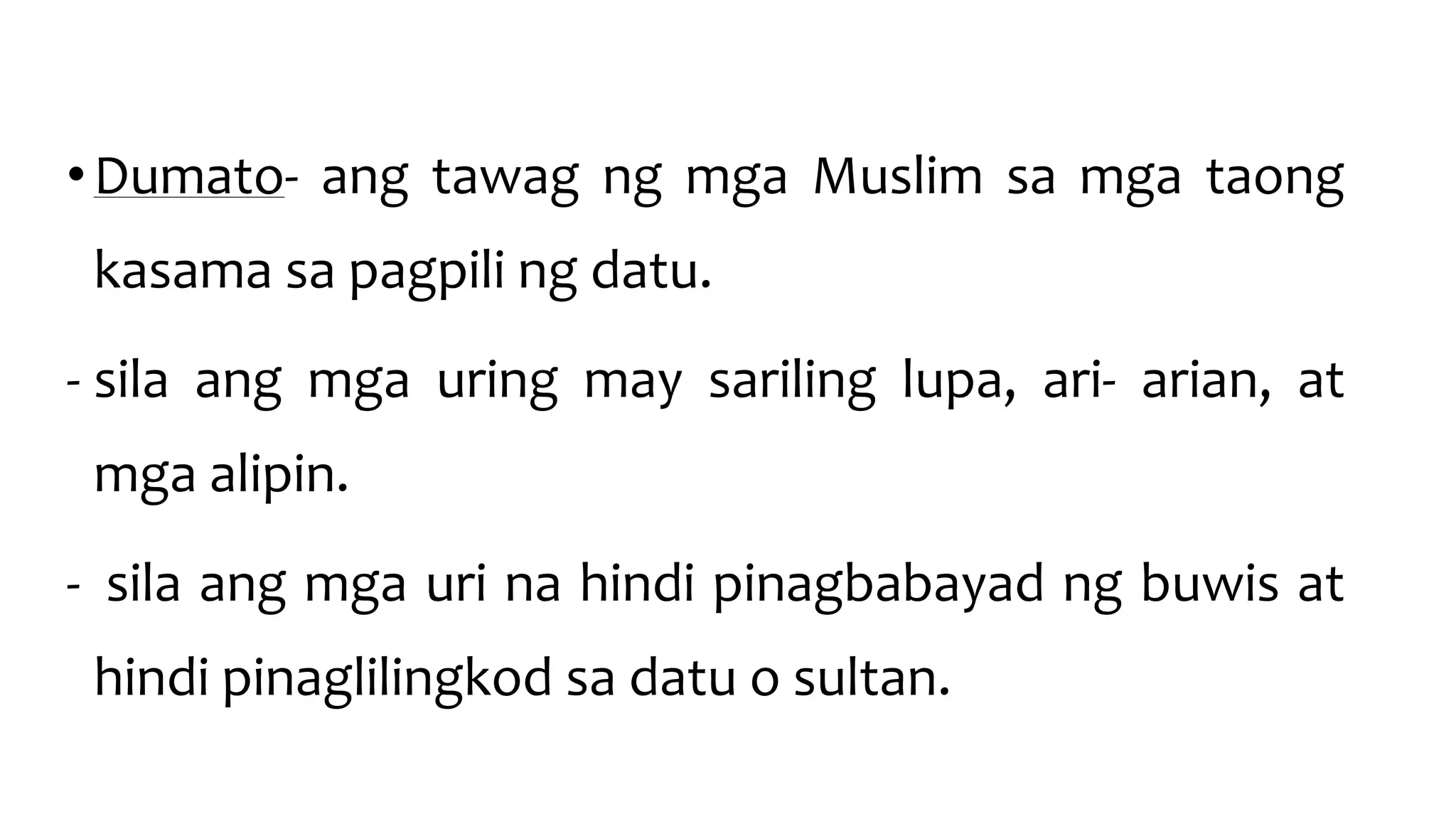 Datu Raha Mga Uring Panlipunan sa Barangay at Sultanato | PPTX