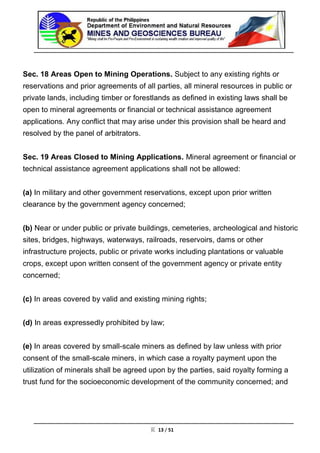 Mining Rights Act Philippine Mining Act (MGB) | PDF